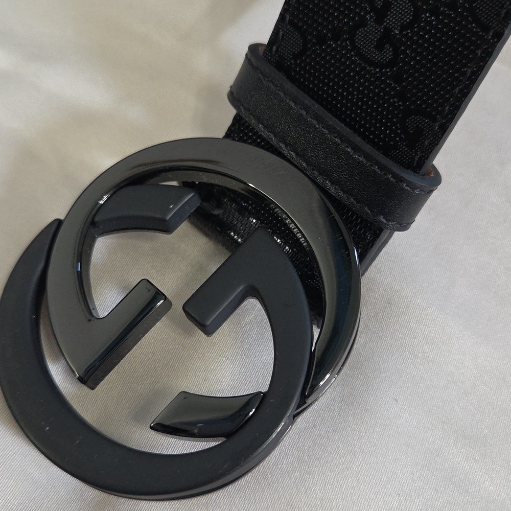 Gucci Black Imprime Monogram GG Belt - Picture 12 of 16